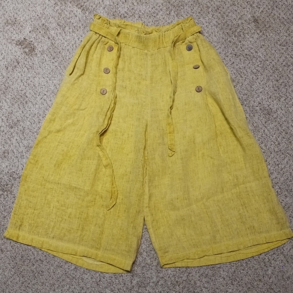 PURO LINO Yayavoo made in Italy 100% linen pants with pockets, Medium 8, $278.00